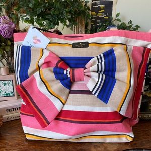 Kate Spade Berber Stripe Fabric Bow Tote